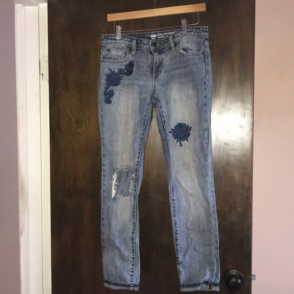 GAP Embroidered Boyfriend Jeans